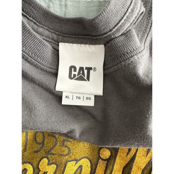 Caterpillar CAT Long Sleeve Graphic Tee Gray Yellow Vintage Style XL Rare - Picture 5 of 6